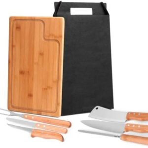 Conj. Para Churrasco Em Bambu / Inox Texas - 7 Pçs