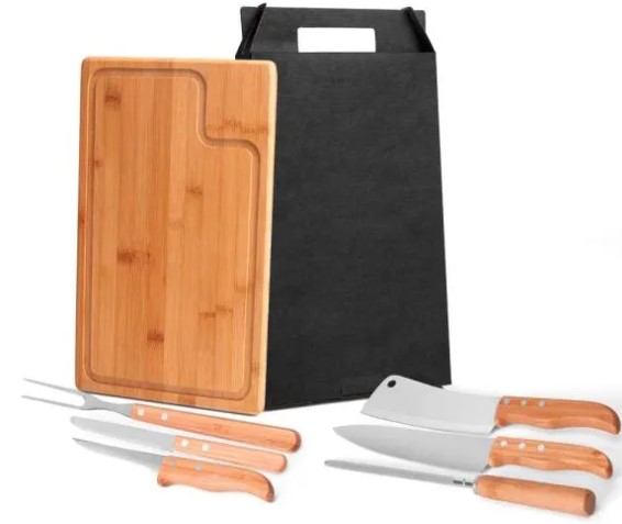 Conj. Para Churrasco Em Bambu / Inox Texas - 7 Pçs