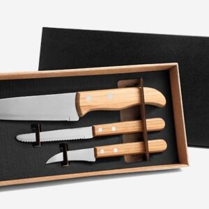 Kit Facas em Bambu/Aço Inox