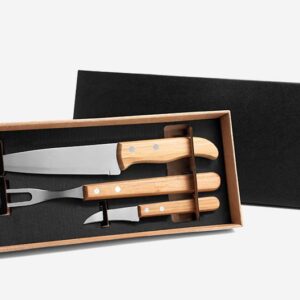 Kit Facas em Bambu/Aço Inox