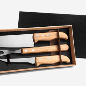 Kit Facas em Bambu/Aço Inox