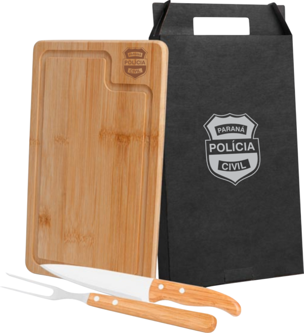 Kit Para Churrasco Em Bambu / Inox