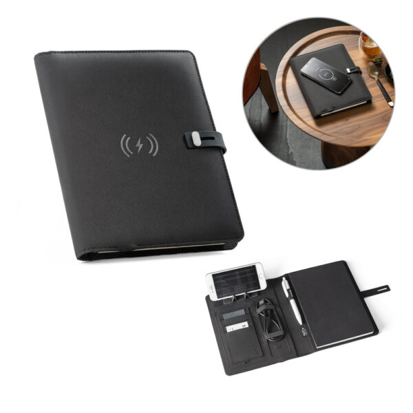 Pasta A5 com carregador wireless embutido 5.000 mAh