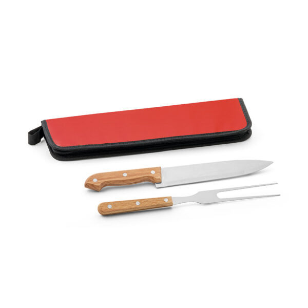 Kit churrasco em estojo em 210D com 2 utensílios em aço inox e madeira seringueira - Imagem 6