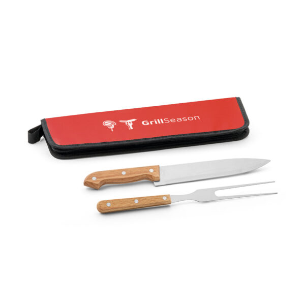 Kit churrasco em estojo em 210D com 2 utensílios em aço inox e madeira seringueira - Imagem 8
