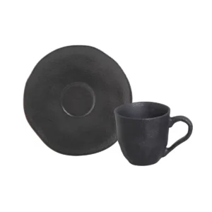 Xícara de Café com Pires Orgânico Preto Matte 120ml