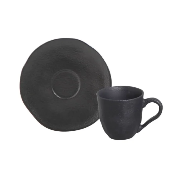 Xícara de Café com Pires Orgânico Preto Matte 120ml