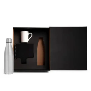 Kit Garrafa, Caneca e Caderno - 3 Peças