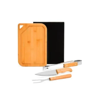 Conjunto para Churrasco em Bambu - 4 Peças