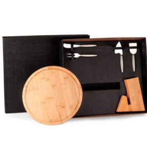 Conjunto Para Queijo Com Cepo Em Bambu / Inox - 6 Pçs