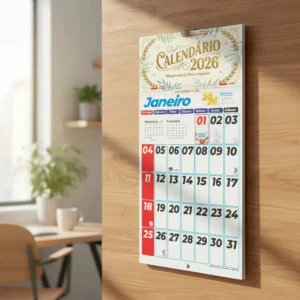 Calendário de parede com folhas destacáveis