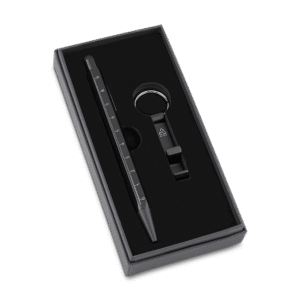 Conjunto caneta e chaveiro