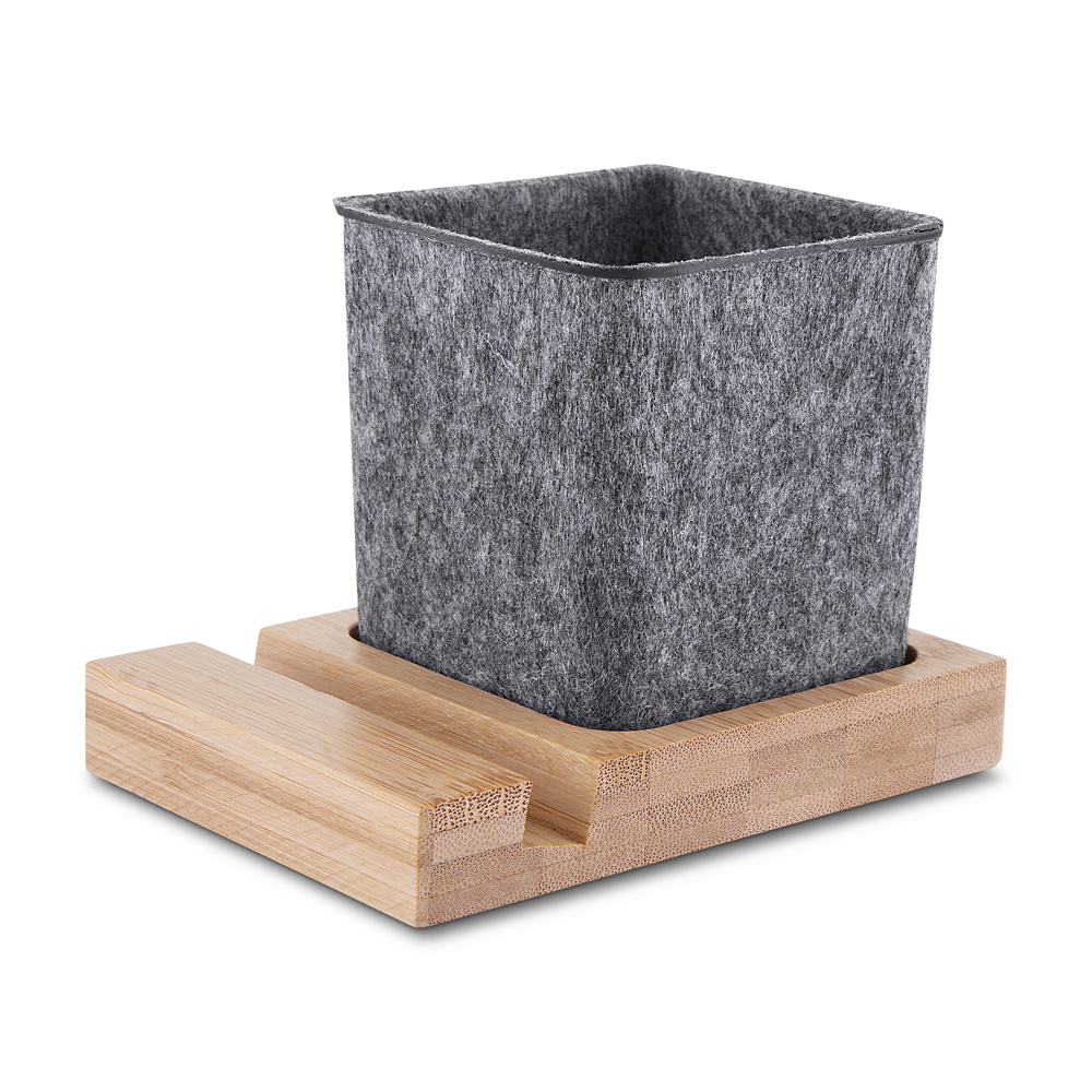 Porta objetos/smartphone em feltro e bambú - Imagem 2