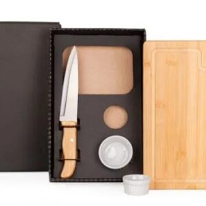 Kit Para Churrasco / Petisco Em Bambu / Porcelana - 4 Pçs