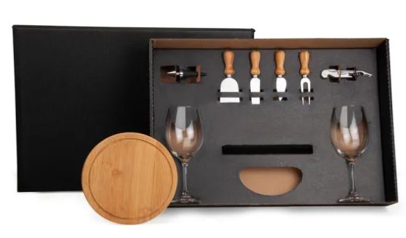 Kit Queijo E Vinho Sem Espaço Para Garrafa - 9 Pçs