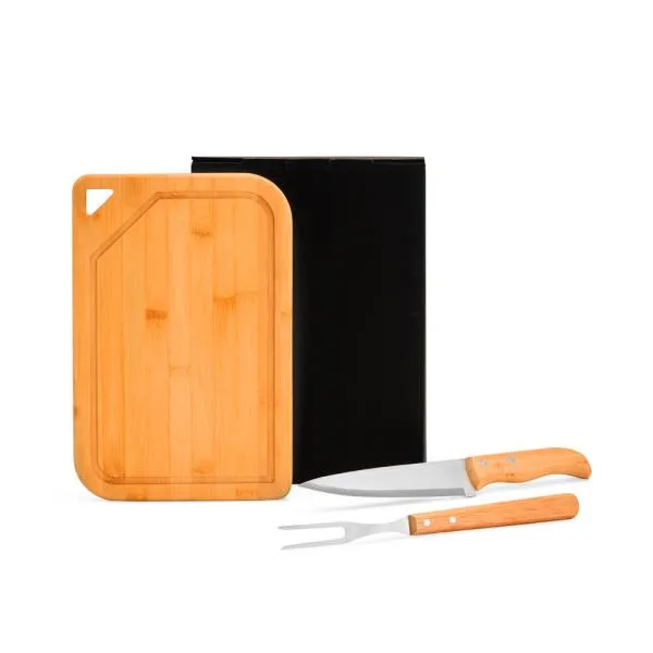 Conj. Para Churrasco Em Bambu / Inox / Madeira - 3 Pçs - Imagem 3