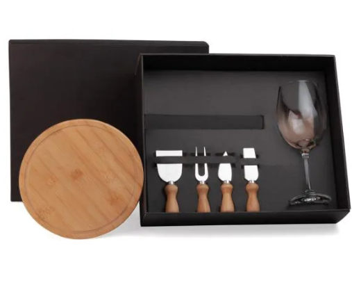 Conj. Taça, Tábua E Utensilios - 6 Peças