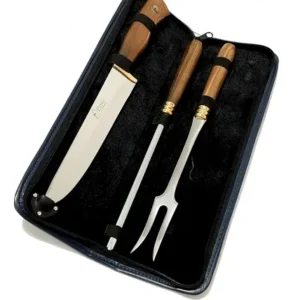 Kit com Faca + Chaira + Garfo Artesanal